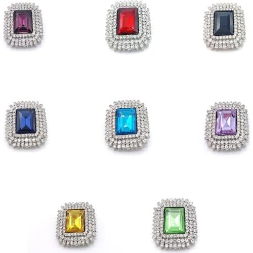 PD BROOCH 2021 Spring and Summer New Short-sleeved Clothing Accessories Square Micro-inlaid Glass Ziron Corsage