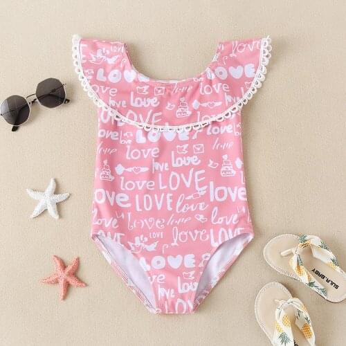 Girls Swimsuit Kids Bikini Girl LOVE Letter Pattern One-Piece Swimsuit Cute Baby Girl Fashion Swimsuit
