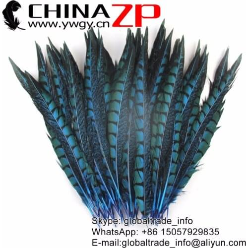 CHINAZP Feathersy 30 to 35cm Select Grade Quality Turquoise Blue Lady Amherst Pheasant Feathers for Carnvial Hats Accessories