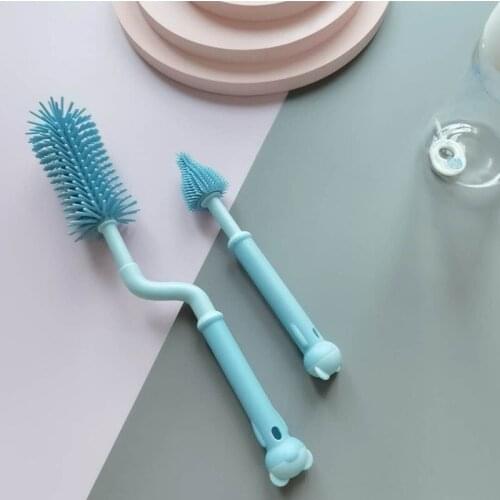 Newborn Baby Bottle Cleaner Brushes Silicone 360 Degree Rotation Long Handle Baby Milk Bottle Nipple Cup Clean Cleaning Brush