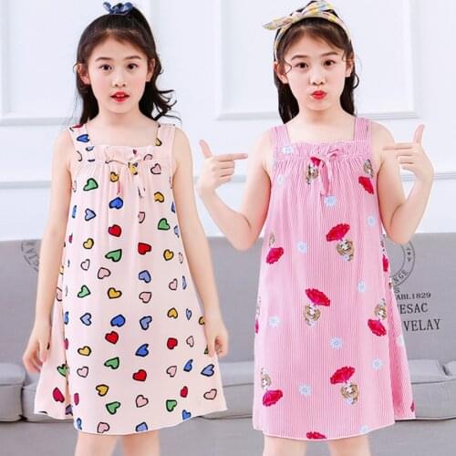 For Girls 8 10 12 14 16 Years Cotton Nightdress Teen Girl Pajamas Dresses Children Summer Nightgown Home Clothes Kids Sleepwear
