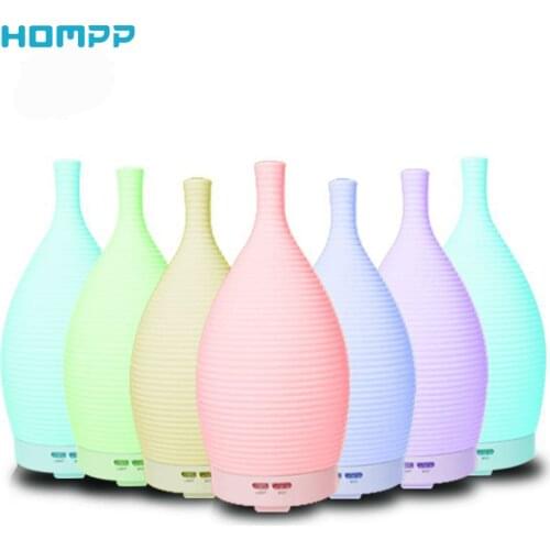 Ceramic Ultrasonic Diffuser Aromatherapy Essential Oil Purifier Diffuser Air Humidifier 100ml 7 Color LED Night Lights for House