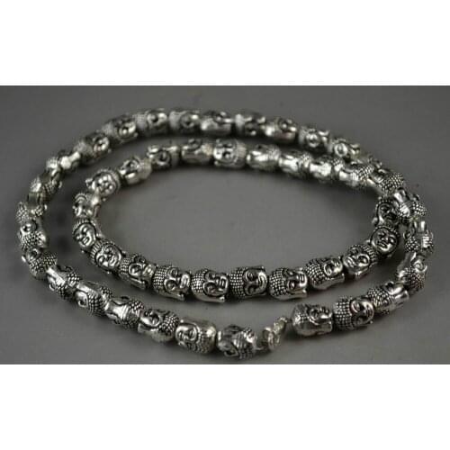 China Rare Old Miao Silver Carve Buddha Head Efficacious Good Lucky bracelet metal handicraft