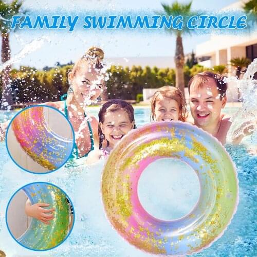 Swimming Ring Thickened Pvc Rainbow Pattern Swimming Ring Underarm Ring Circle Pool Float Outdoor Pool Buoy Mattress