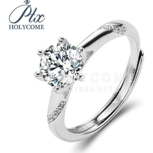 Elegant Jewelry Design 925 Silver Ring Gold Plated Moissanite Solitaire Ring Adjustable Серьги кольцо браслет кольца