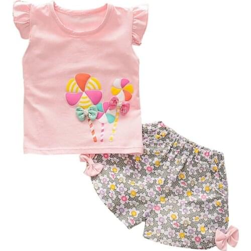 Childrens Sets Kids Clothes Girl Baby Clothing Summer Short Sleeve Cartoon T-shirt+Toddler Pant Baby Girl Clothes Set