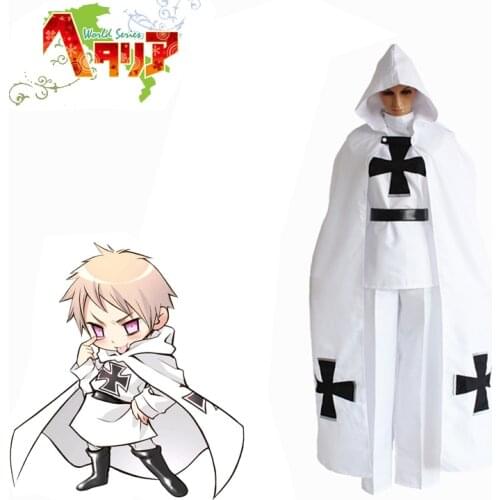 Axis Powers Hetalia Gilbert Beilschmidt Costume Prussia Teutonic Cosplay Japanese Anime Costumes Outfit Set Cloak White Suit