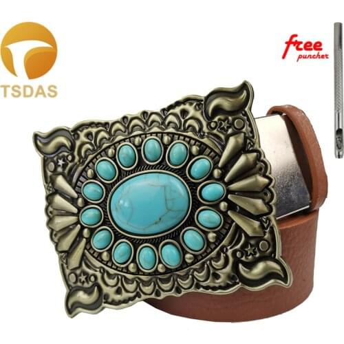 Western Cowboy Belt Buckle Diamond Solid Brass Belt Buckle Fashion Zinc Alloy Belt Accessories for 4.0 Belt