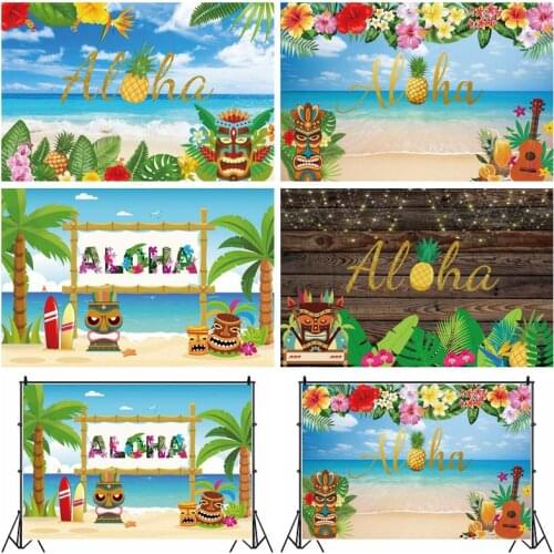 Laeacco Summer Aloha Hawaii Tropical Beach Sky Photo Backdrop Baby Shower Birthday Party Decor Photo Background For Photo Studio