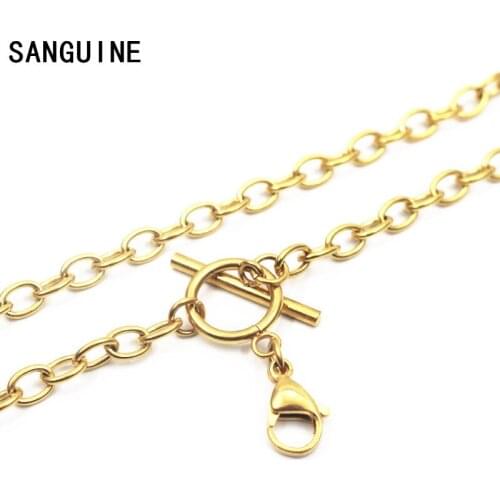 Hot Sale 5pcs/lot 20 Inches Stainless Steel Gold Reel Chain Necklace Lobster Clasp Chains Jewelry For Glass Locket