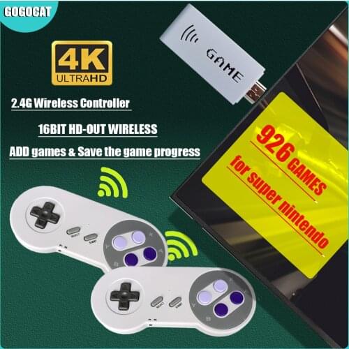 Mini 4K HD Wireless Retro Video Game Console for Super Nintendo Built-in 926 Games TV Dual Gamepads Handheld Controller for SFC