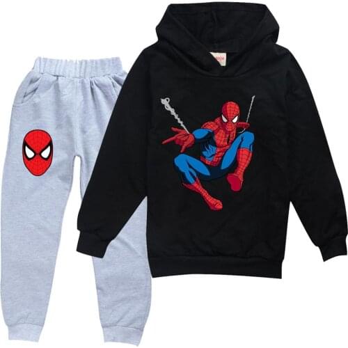 Disney Baby Boys Girls Fashion Sport Suit Kids Spiderman Clothes Childrens Hoodies Top+Trousers two pieces Clothing Set