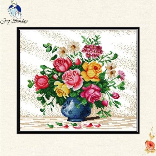 Beautiful Rose Cross Stitch Kit DMC 14ct 11ct Floral Pattern Cotton Embroidery Decoration Interior Embroidery Craft Gift