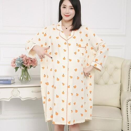 Maternity nightdress, plus size confinement dress, pregnant mothers home clothes, thin long-sleeved cotton