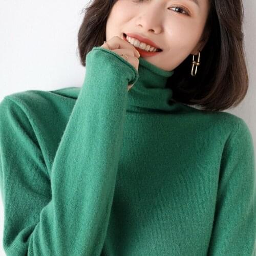 New Cashmere Sweater Womens 100% Pure Wool womens Turtleneck Sweater 2021 Fall/winter Bottoming Shirt Loose Knit Pullover Hot