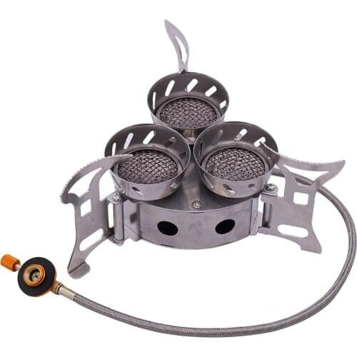 11000W High Power Camping Stove Fierce Fire Windproof Three Core Head Camp Oven for Outdoor Family Picnic Cooking