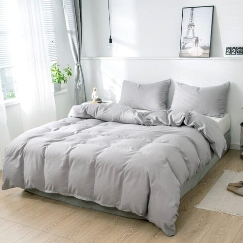 Grey Duvet Cover Pillowcases Home Bedding Set Soft Brushed Bedclothes Comforter Cover Twin Full Queen King Size For Adult Kids