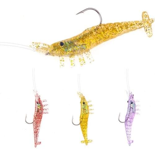 10g/8.5cm 3PCS Multinode Shrimp Lures Sea Fishing with Luminous Prawns Soft Bait Perch Sea Bass Shrimp Bait