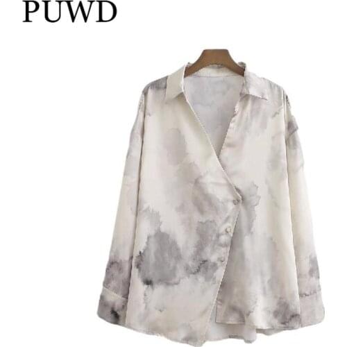 Женские атласные рубашки PUWD China At AliExpress