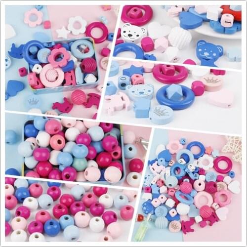 Random Mixed Color Multi-pattern Natural Round Wooden Beads Wood Spacer Beads For DIY Jewelry Making Crafts Spacer Beading Beads