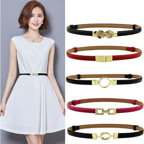 Woman Adjustable Cummerbunds Thin Belts For Women Dress Bright Belt Patent Leather Waistband Gold Double Buckle Ceinture Femme