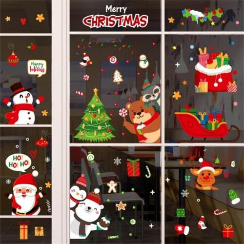 9Pcs No Odor PVC Christmas Glass Stickers Electrostatic Winter Holiday Window Stickers for Indoor