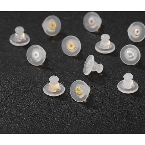 Copper Plated 14K Golden Silicone Rubber Earring Back Stoppers For Stud Earrings DIY Jewelry Making Earring Findings Accessories