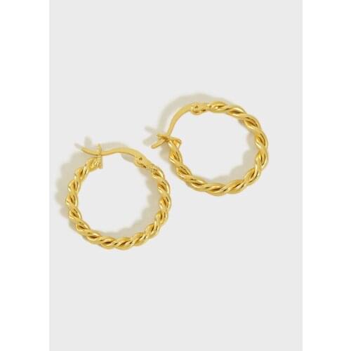 YPAY Genuine 925 Sterling Silver Hoop Earrings for Women Ladies Korean Simple Twisted Brinco Fine Jewelry Drop Shipping YME470