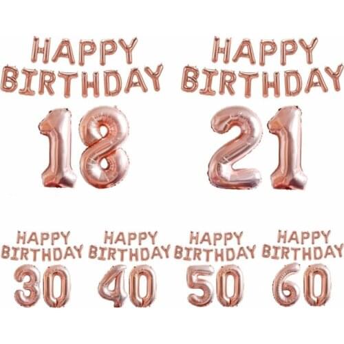 Birthday party balloons 18 21 30 40 50 60th birthday balloons 16-inch letters happy birthday balloon 40-inch number balloon set