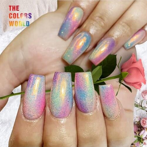 TCR6321R Iridescent Rainbow White Color With Colorful Hexagon Shape Nail Glitter Nail Art Decoration Face Painting Henna Tumbler