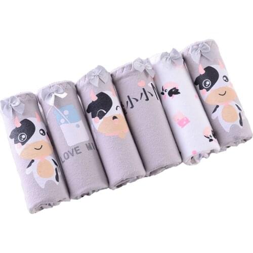 2020 Teenage Panties Cow Printed Underpants Young Girl Briefs Comfortable Cotton Gray Panties Kids Underwear D125