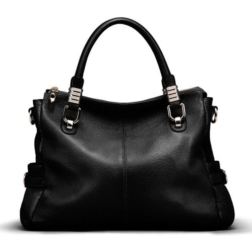 Genuine leather large capacity women handbag zipper soft totes bags