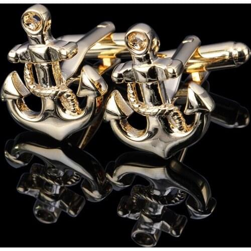 High quality ship anchor Stainless Steel Anchor Cufflinks for Men Antique Vintage Golden Cuff links Cufflinks