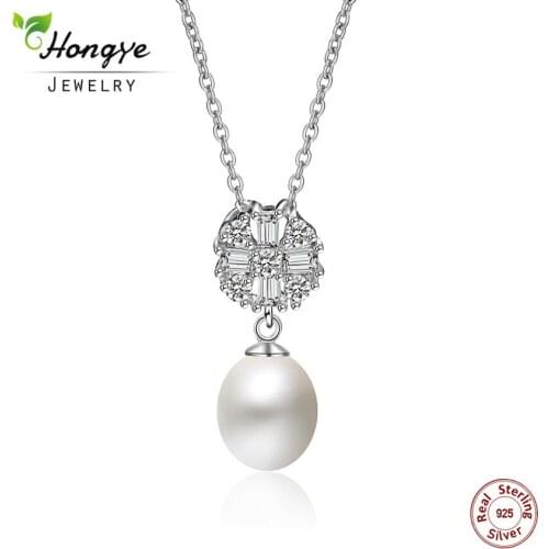 Hongye 925 Sterling Silver Cross High Quality Natural Freshwater Pearl 2020 Hot Selling Pendant Necklace Jewelry for Women