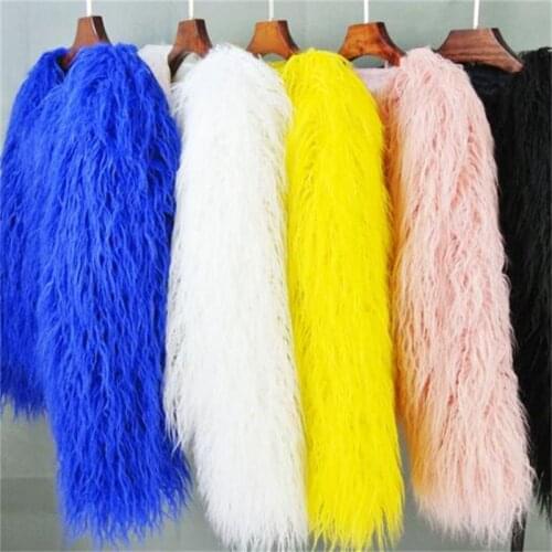 Winter Artificial Fur Jacket Womens Fur Coat Colorful Furry Pink Coat Female Shaggy Plus Size Sheepskin Lamb Wool Faux Fur Coat