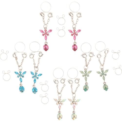 1 Pair Non Pierced Clip On Nipple Rings Fake Stainless Steel Body Jewelry