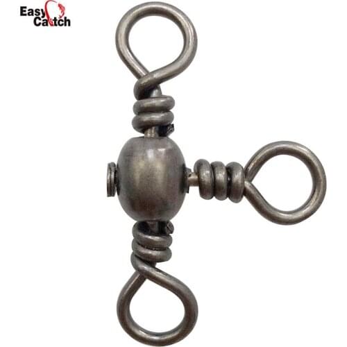 10pcs/lot 3 Way Barrel Cross Line Fishing Swivel With Solid Ring Barrel Cross Line Swivels Connector Size1 2 3 4 5 6 7 8 9 10 12