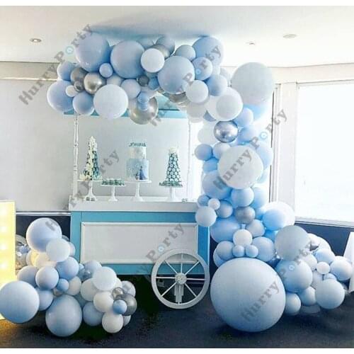 141Pcs Macaron Balloon Garland Arch Blue White Latex Balloons Baby Shower Boy Birthday Wedding Party Decoration Supplies