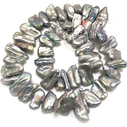16 inches 18-20mm Silver Gray Large Baroque Biwa Pearl Loose Strand
