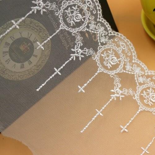 18 yards rayon Embroidered embroidery mesh tulle net lace trim border edge for garment dress cloth sewing decoration