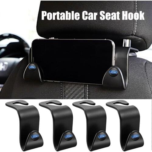 2/4Pcs Portable Car Seat Back Hook Holder Hanger Bag Cloth Interior Accessories For Ford Fiesta Ranger Focus Kuga Mustang S MAX