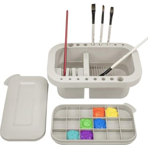 3 In 1 Paint Brush Washer Buckets Storage Box With Palette Drying Tool For Watercolor Oil Painting Creative Art supplies