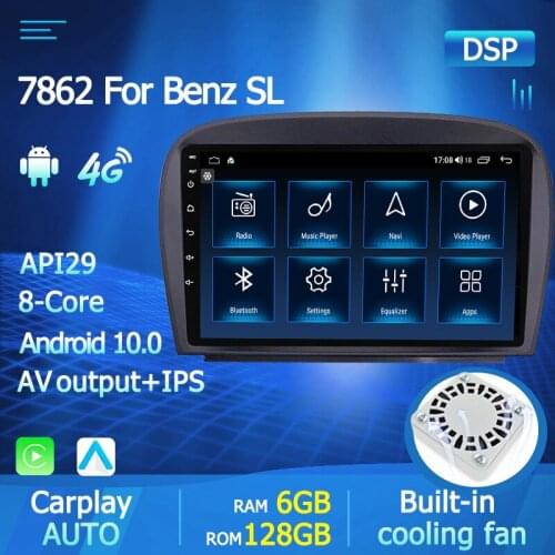 6GBRAM 128GROM Car Multimedia Radio Stereo Player For Mercedes SL R230 SL350 SL500 SL55 SL600 SL65 Built-in Carplay Android Auto