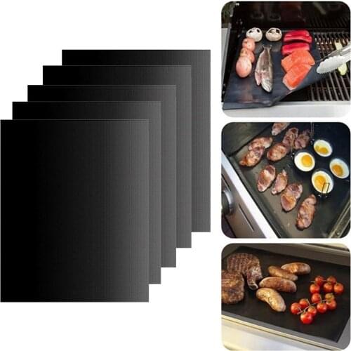 Non-Stick BBQ Grill Mat Barbecue Baking Mat Liners Heat Resistant Roast Party Black BBQ Mat Reusable Cooking Tools