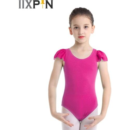 Ballet leotard for Girls ballerina dance costume Ruffled Sleeves Cotton Gymnastics Leotard Kids Costumes toddler leotard Ballet