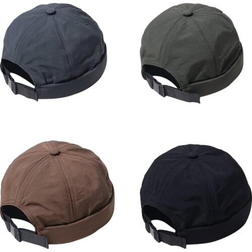 Clape Vintage Dome Hat Mens Solid Color Nylon Beanies For Men Docker Sailor Crimping Brimless Skull Caps Casual Hip Hop Cap