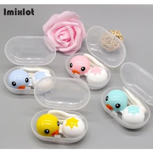 1PC Colored Contact Lens Case Portable Mini Cartoon Contact Lenses Box Eyes Contact Lens Container Lovely Travel Kit Box