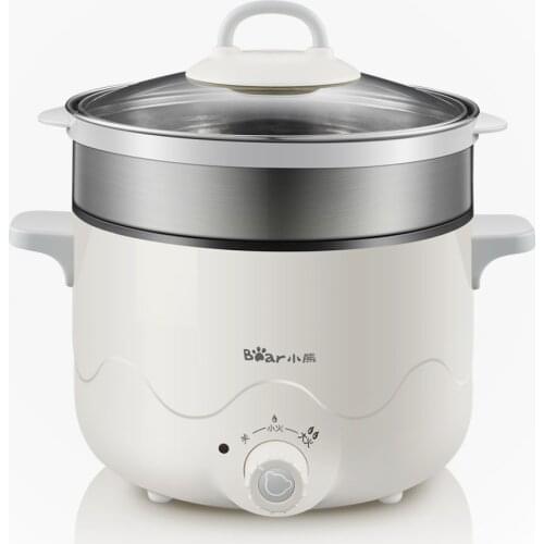 Electric Cooking Pot Multifunction Mini Hot Non-stick Multi Cooker Steamer Hotpot White/Pink 220V 2.5L Bear DRG-C18K2