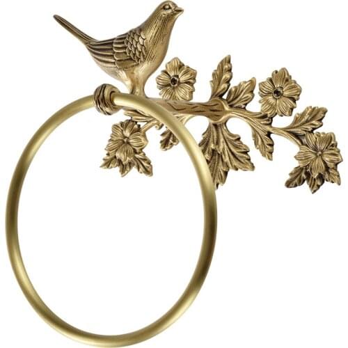 European Style Retro Copper Bird Wall Decoration Towel Hook Towel Rack Home Cupboard Decor Art Animal Kitchen Bathroom Pendant