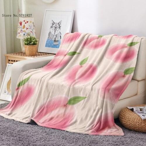 Green Plants Flannel Blanket 3D Print Peach Flower Strawberry Fleece Blanket Cartoon Lovely Animal Throw Blanket Home Blanket